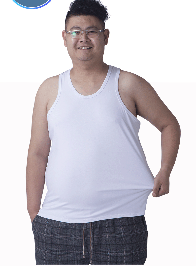 中老年大码跨栏背心男莫代尔加肥加大工字背心宽松老头衫胖子吊带