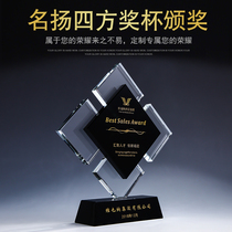 Crystal trophy Custom-made authorized card Dealer honor card Excellent staff Teachers Day Enterprise Annual Meeting awards