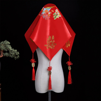 Bride red hijab wedding Xiuhe Chinese wedding happy word retro embroidery tassel red veil Xiuhe clothing Xipa