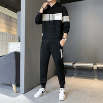 Sweaters mens suits spring and autumn Korean Youth Sports Leisure set mens fashion trend Middle School hooded clothes