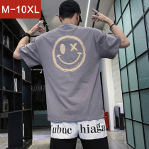 Summer little devil smiley face T-shirt men plus fat big fat couple ins country Tide brand oversize short sleeve