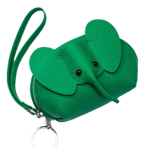 First-layer cowhide elephant coin purse cartoon key bag coin bag pendant bag zipper hand storage bag