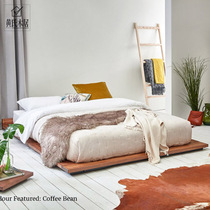 All solid wood log tatami bed floor bed Japanese loft floor low bed simple oak bed without bed frame