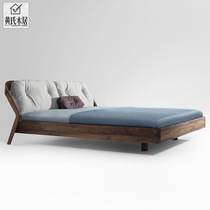 North American Black Walnut Full Solid Wood Bed Nordic Modern Luxury 18 m Big Bed Fabric Soft Master Bedroom Double Bed