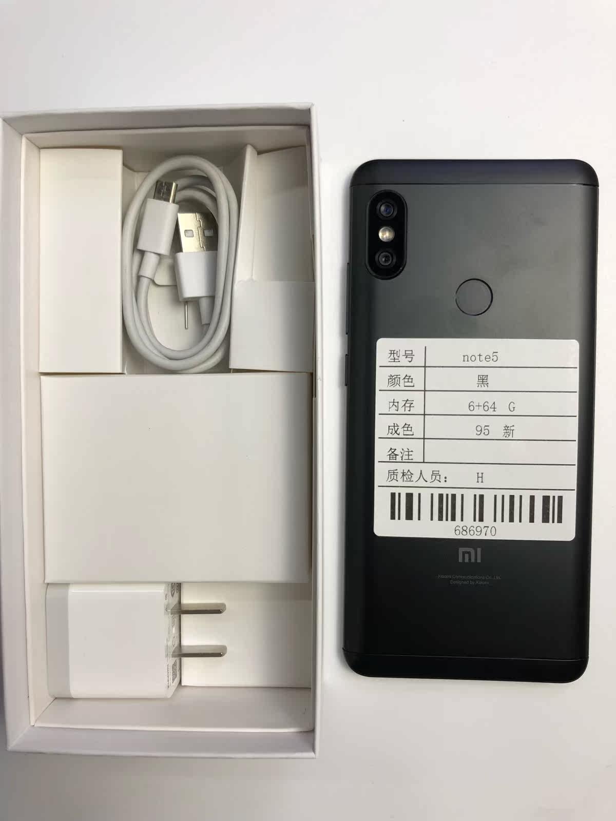 686970 红米note5 黑色 6 64 全网通 95新 充电器数据线 价格1050