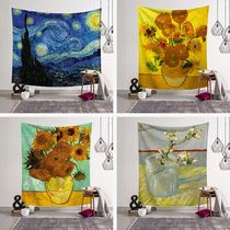 Van Gogh painting tapestry hanging cloth Net celebrity live shooting background cloth Simple modern room decoration Tapestry Tapestry hanging painting