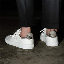 Play handmade breathable leather shoes tide wild casual board shoes python tail men and women stitching couple white shoes