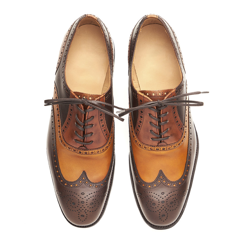 詹姆士james!全布洛克款式雕花牛津鞋撞色皮鞋_7折现价2250元