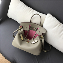 Pebbled genuine leather platinum bag soft leather ladies lock clasp tote bag draw with cowhide large bag pure leather one-shoulder cross-body bag