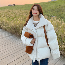 Short down cotton jacket women 2021 Winter new Korean version of loose thick bread clothing small student cotton jacket