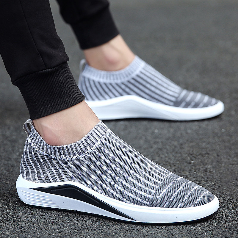 夏季透气休闲男鞋子潮流男土新款无鞋带板鞋懒人轻便防臭男宽脚鞋_7折