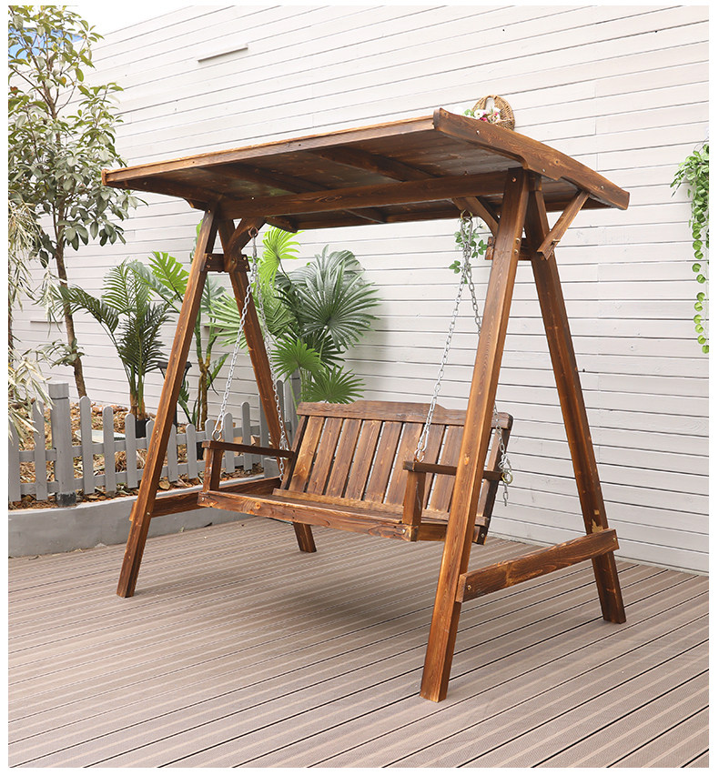 秋千户外庭院实木摇椅室外阳台露台吊椅防腐木荡双人儿童家用休闲