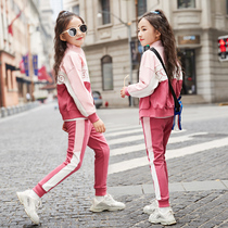 Childrens clothing girls  autumn suit 2020 new childrens fashion foreign style spring and autumn childrens sports net red three-piece set