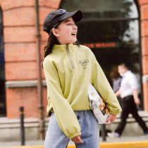 Childrens clothing Girls 2021 autumn new style middle and large childrens clothing Korean version casual sweater comfortable girl top sports