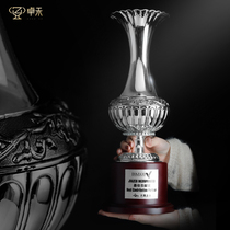 Zhuohe silver vase award cup custom-made creative mahogany football golf team competition high-grade trophy