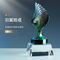 √Zhuohe glass crystal trophy custom-made creative wings Annual meeting honor prizes high-end champion souvenirs