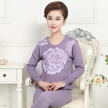 Middle-aged and elderly jacquard thickened and gushed warm lingerie ladies suit winter moms winter
