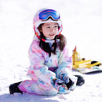 Children's ski suit suit Siamese girl boy outdoor waterproof heating and fluffy baby skiing equipment snowproof clothing