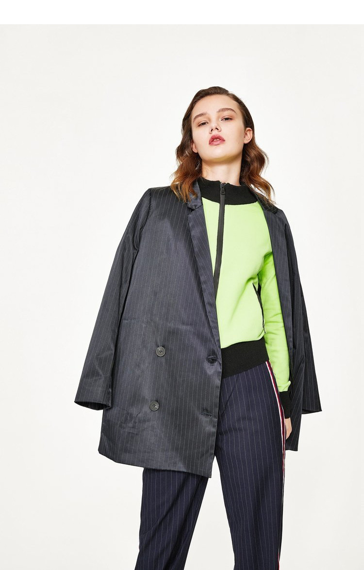 ur2018春季新款女装合身翻领长袖双排扣优雅西服外套we34r1cn2000