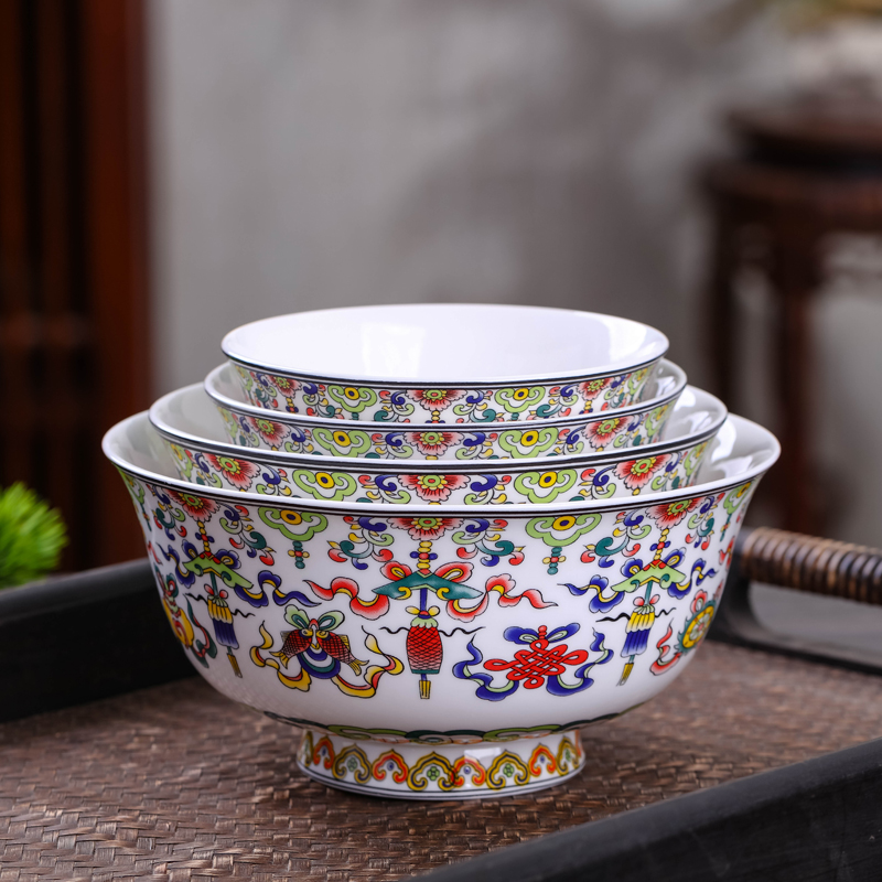 Jingdezhen ceramic Chinese style restoring ancient ways is the life of the dishes suit tall ceramic bowl chopsticks home to eat small bowl single plate