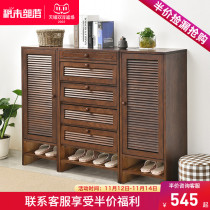 building tribal solid wood shoe cabinet living room multifunctional doorway shoe rack simple modern multi floor large capacity hallway cabinet