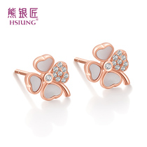 Bear silversmith S925 silver four-leaf clover earrings female 2020 new trend Net Red advanced ear jewelry