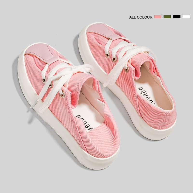 images 3:YIYUANDA Canvas shoes women's new half-slippers in autumn 2022 images 3:YIYUANDA Canvas shoes women's new half-slippers in autumn 2022