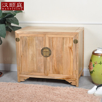 Camphor wood shoe cabinet foyer entrance storage and storage two-door small ground cabinet Pure solid wood new Chinese style simple bedside corner cabinet