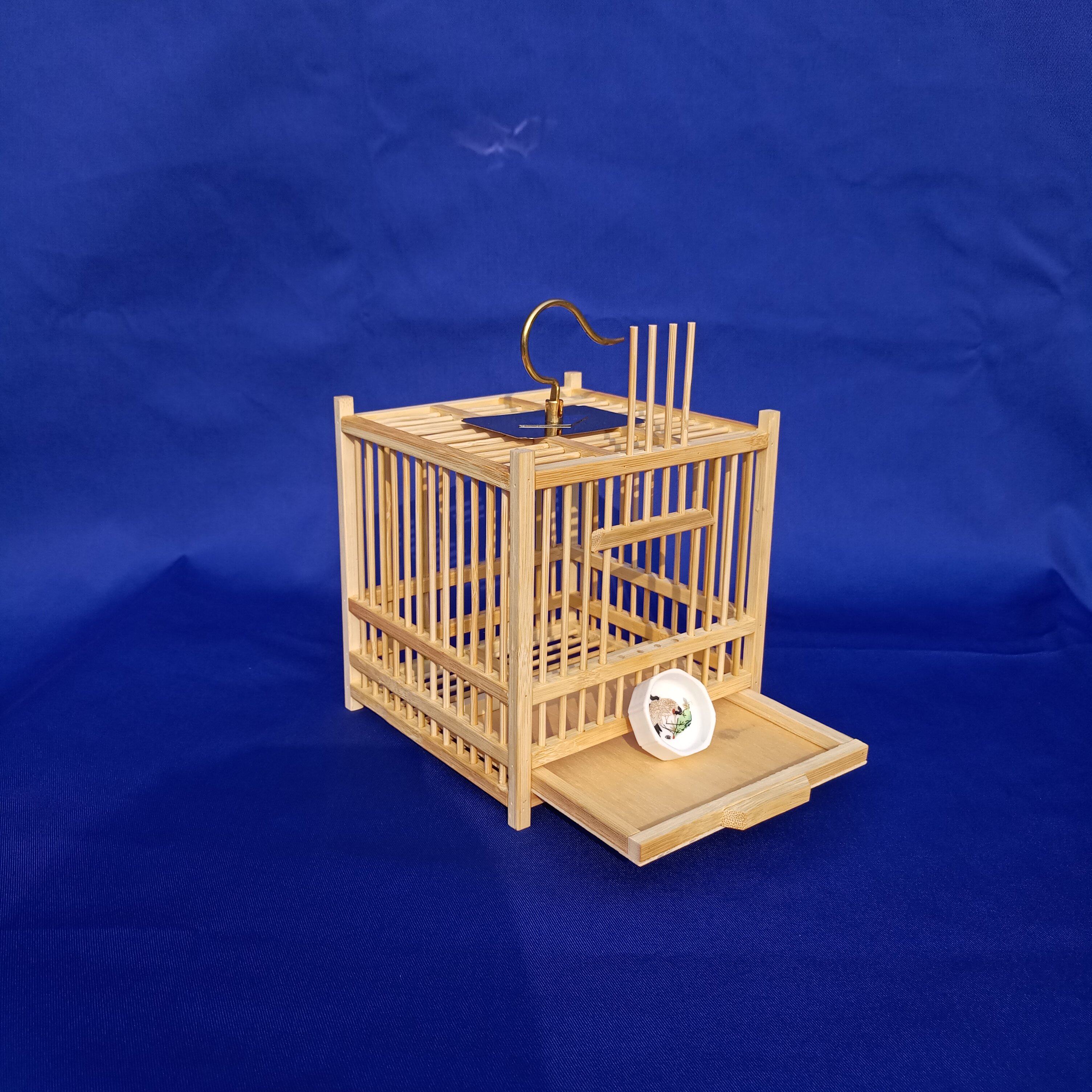 笼子双层鸣虫实木单格竹板大号蛐蛐蝈蝈罐木竹礼品蝈蝈笼竹制动物