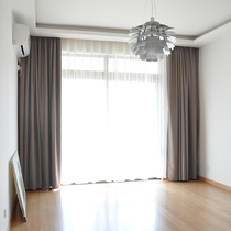 Open Nordic simple modern solid color blackout curtains floor-to-ceiling window living room American curtains customized finished Brahma Chu