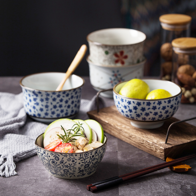 Jingdezhen glaze color under Japanese household ceramics tableware bowls of rice bowls bowl five inches to eat noodles bowl five only