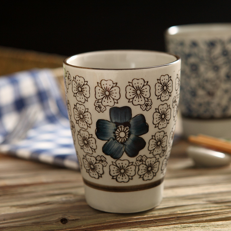 Japanese and wind ceramic keller cup with a cup of creative mugs hand - made contracted a cup of milk cup cup