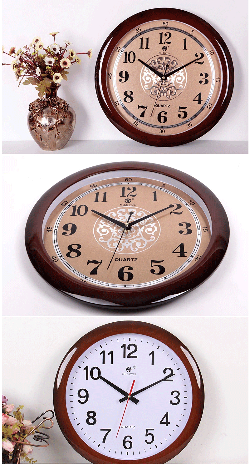 七王星挂钟客厅钟表中式创意方形电子石英钟家庭静音办公时钟挂表