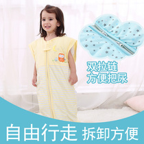 Baby sleeping bag autumn and winter thickened kick-proof baby sleeping bag newborn conjoined cotton middle and big child anti-kick sleeping bag