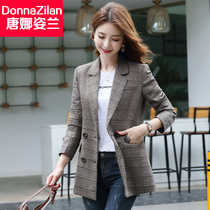 Mid-length plaid suit jacket female English style 2021 new spring and autumn Korean version of ladies casual versatile small suit