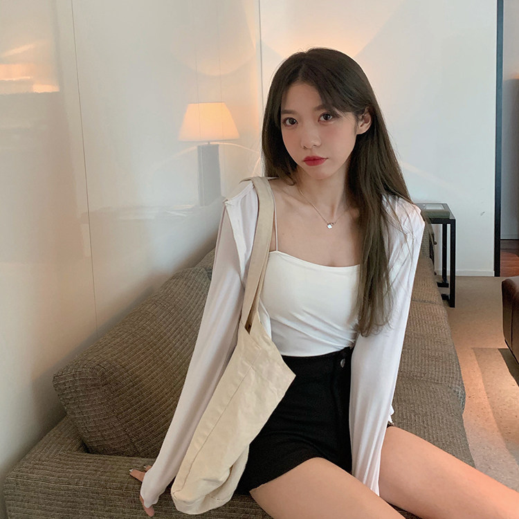拉链长袖防晒上衣 性感吊带内搭 紧身短裤-西米 miss chens1077#25