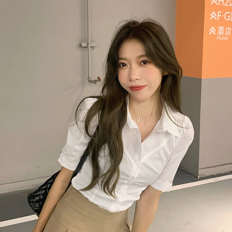 百搭紧身弹力显瘦减龄衬衫 设计感百褶短裙-西米 miss chens1050#36