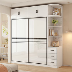 Wardrobe home bedroom modern minimalist rental house solid wood sliding door wardrobe small apartment children's storage cabinet