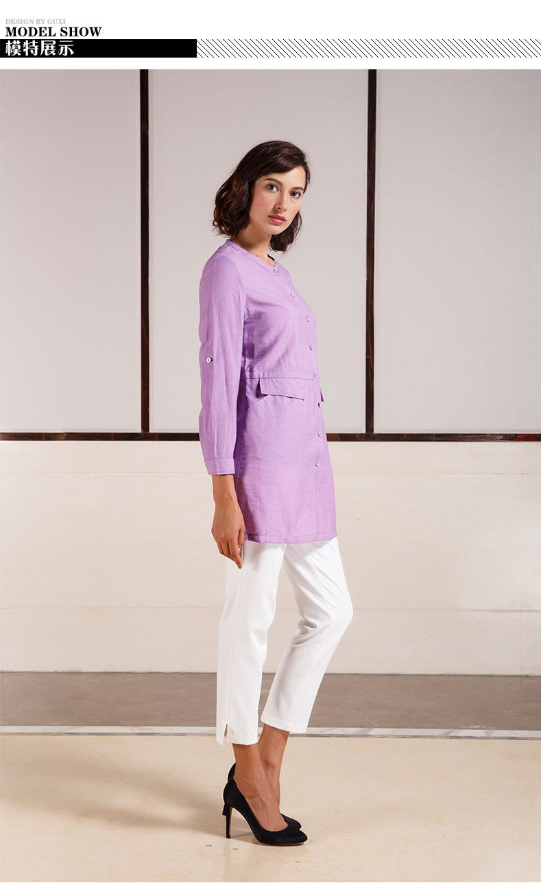 佐尔美春季女装中长款宽松衬衫七分袖女士衬衫上衣新品e61cc05