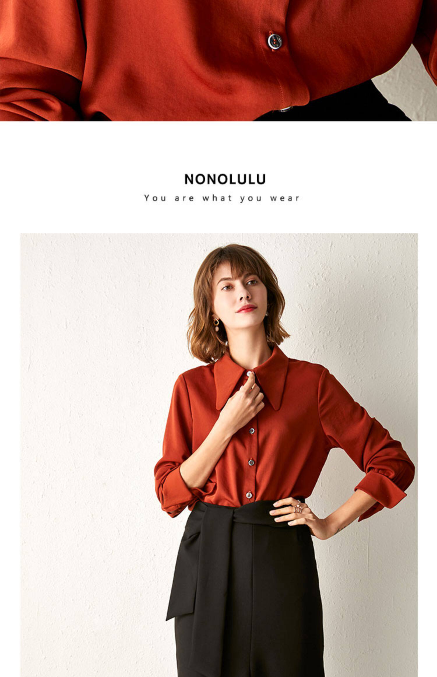 大尖领衬衫女中长款2019新款韩版雪纺设计感小众上衣宽松长袖衬衣_老