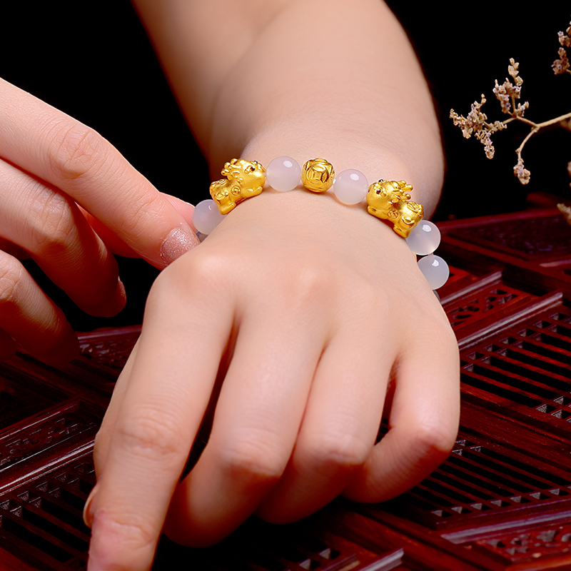 乾昌珠宝 萌版黄金貔貅手链足金女款转运珠新款本命年手串正品