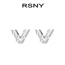 RSNY V-shaped letter stud earrings women sterling silver 2020 new small simple French niche design
