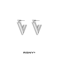 RSNY letter V shape earrings female exquisite senior sense ins style European and American personality tide cool earrings
