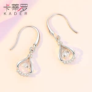 纯银耳环女气质韩国长款耳坠简约耳钉镶施华洛世奇锆2019新款潮