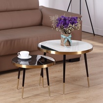 Marble coffee table light luxury modern minimalist round side few designer corner small apartment stainless steel tea table
