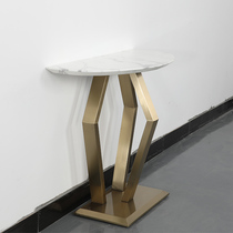Light luxury marble porch table European-style modern home is facing the door porch table household stainless steel decorative strip table