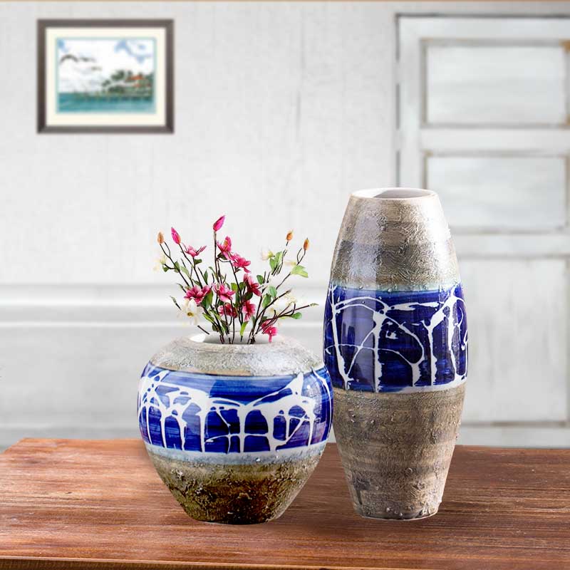 Creative home ground ceramic wine ark, adornment furnishing articles retro nostalgia three - piece vase in the sitting room porch decoration