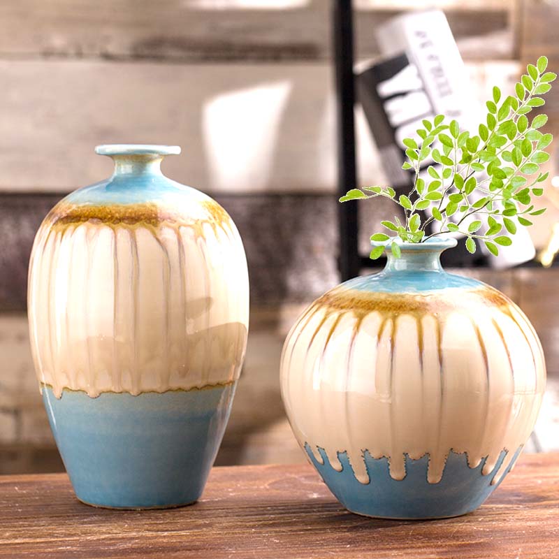 Contracted home sitting room ark adornment furnishing articles pottery three - piece decoration porcelain vase room decoration move