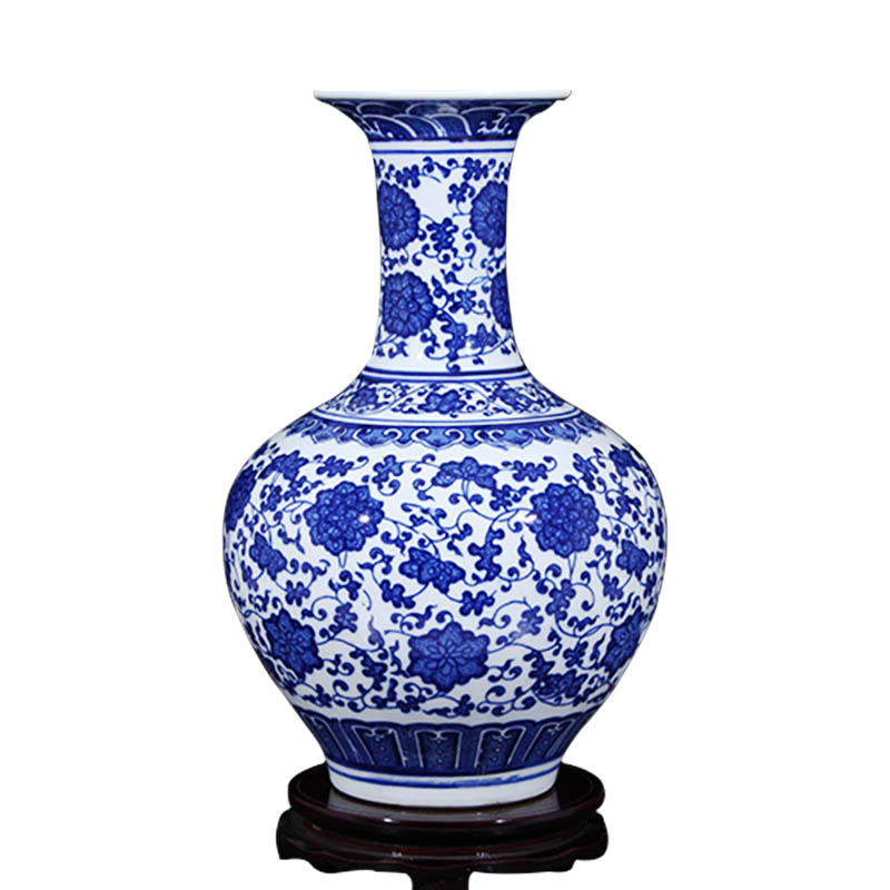 Jingdezhen ceramic vase furnishing articles sitting room flower arranging flower implement modern Chinese blue and white porcelain flower vases, decorative porcelain