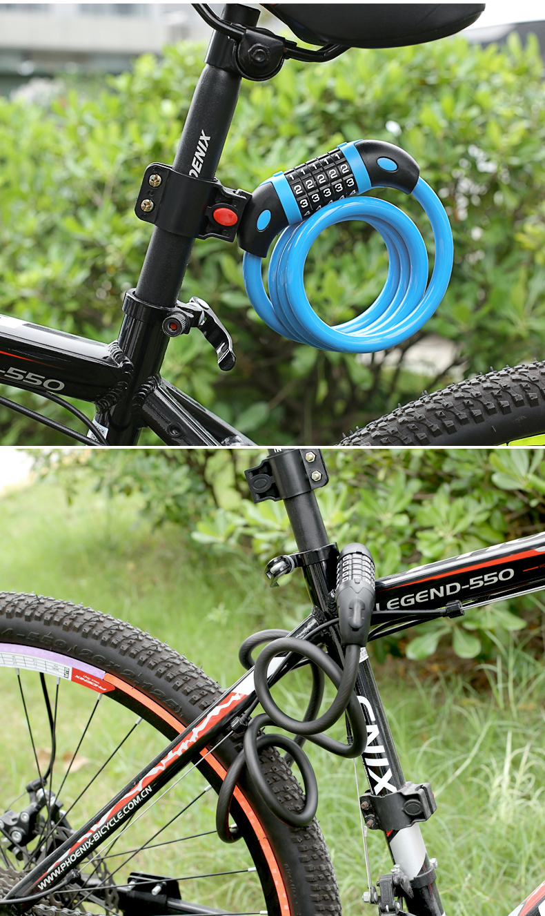 自行车锁密码锁单车防盗五位密码锁便携式加长加粗山地车防盗固定.